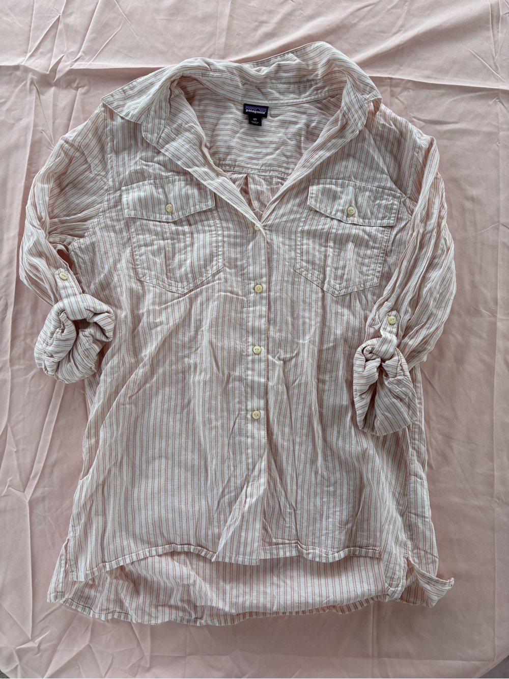 Patagonia Light Pink & White Striped Button-Down Shirt